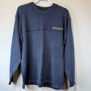 Good Harley-Davidson Knit Sweater Mens Large Blue Vintage Ramie Cotton Blend
